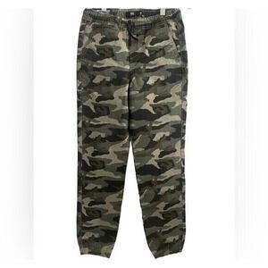 NWT Boys Twill Jogger Jeans Elastic Tie Waist Pockets Stretch M Green Camo #4363